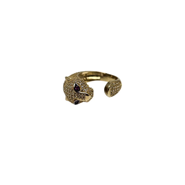 10k Gold Leopard red eyes Ring