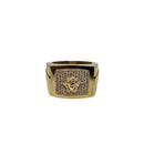 10k Greek design Gold Square Shape Ring Meduse Head