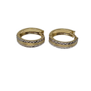 Or jaune 10k Huggies Pierres vertes et blanches