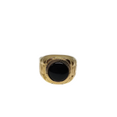 10k Black Onyx Round Shape Gold Ring