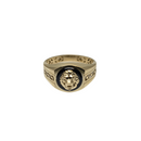 Olympus Crest: 10K Gold Greek Ring with Black Detailing – Comfort Fit
