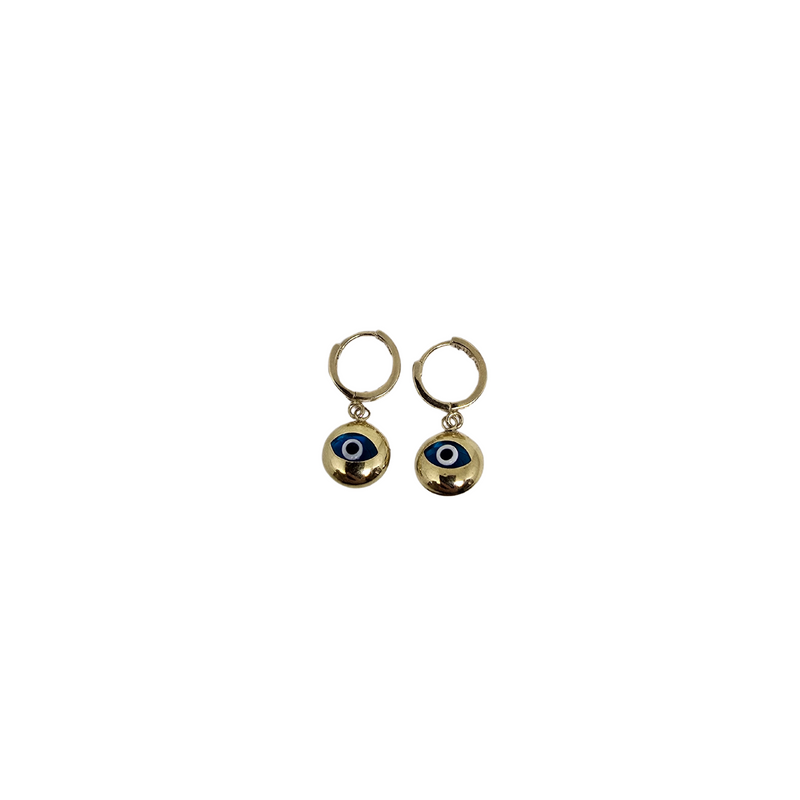 10K Yellow Gold Evil Eye Hoop and Drop Earrings NEW