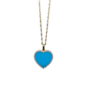 Stunning Blue Heart Necklace in 10K Yellow Gold on Singapore Chai NEW DREY-776