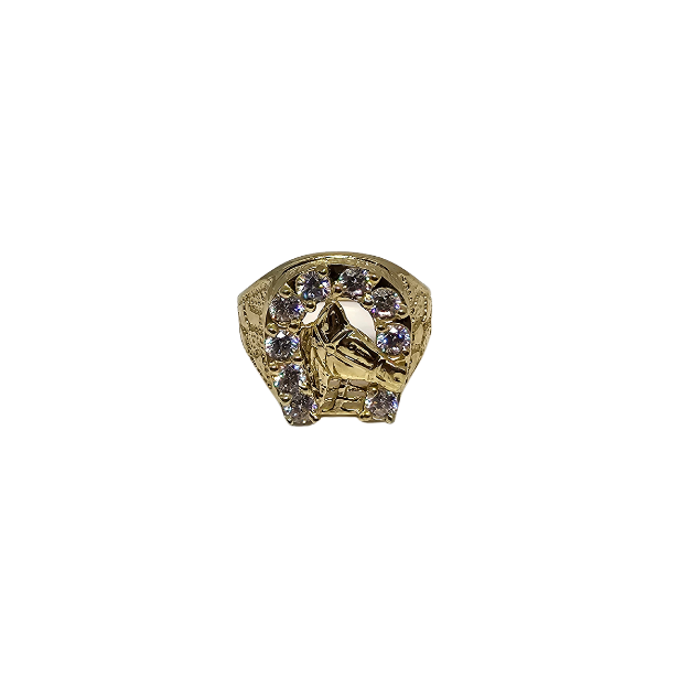 10k Gold Horse with zirconia stone Ring