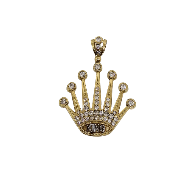 10K Gold King Crown Pendant New