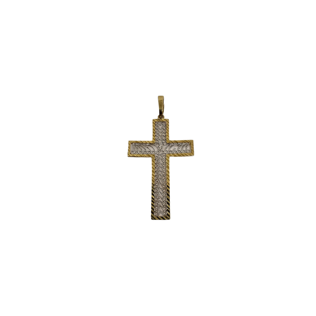 Pendentif croix en or 10k couleur duo Alfredo