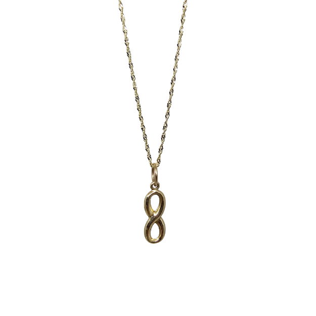 10k Gold Chain with Yellow Gold infinity Pendant New