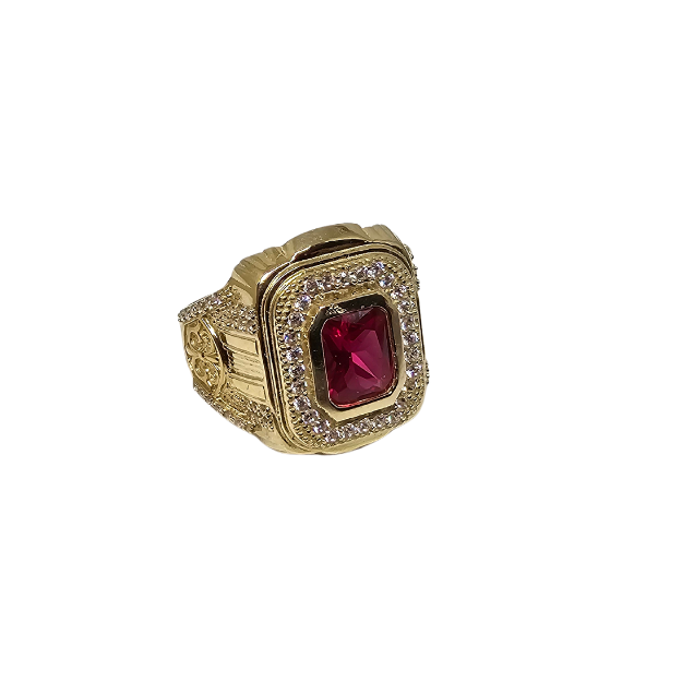 10K Gold Red Stone Ring New cali-111