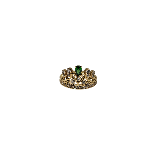 10k Gold Green Crown Ring