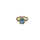 10k Gold Aqua stone design Women Ring New