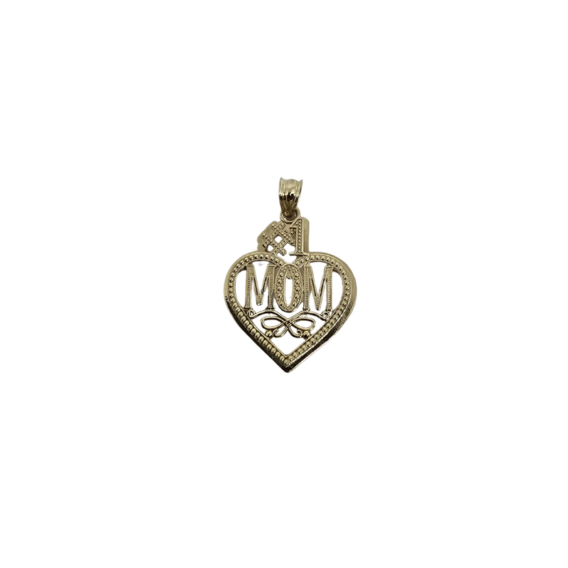Heart Mom number 1   - 10K Gold  Pendant