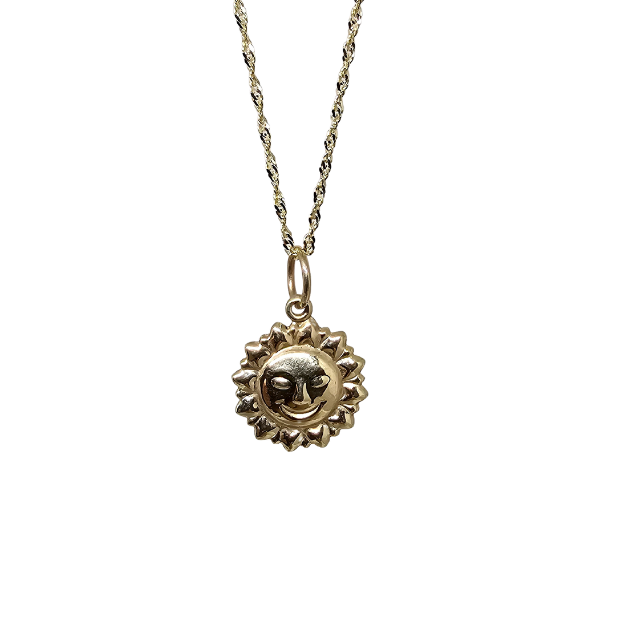 10k Gold Chain with Yellow Gold Sun Pendant New