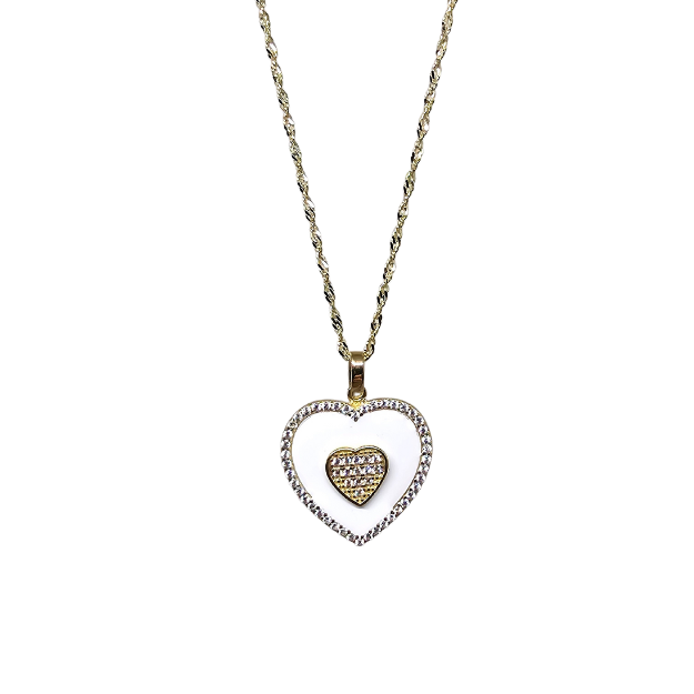 10k Gold Chain with Yellow Gold Heart  pendant New