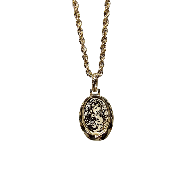 10K Rope Chain+ Virgin Mary Gold Pendant