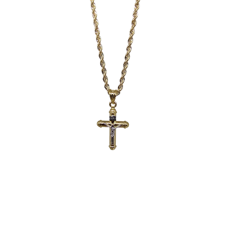 10K Gold  Rope Chain +10K Gold Cross bullet  jesus 2 tons