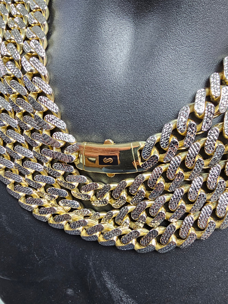 15mm 10k Monaco chain Diamond cut