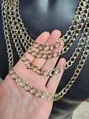 9.5MM 10k Yellow Diamond Cut Gourmette Gold Chain in Square Link