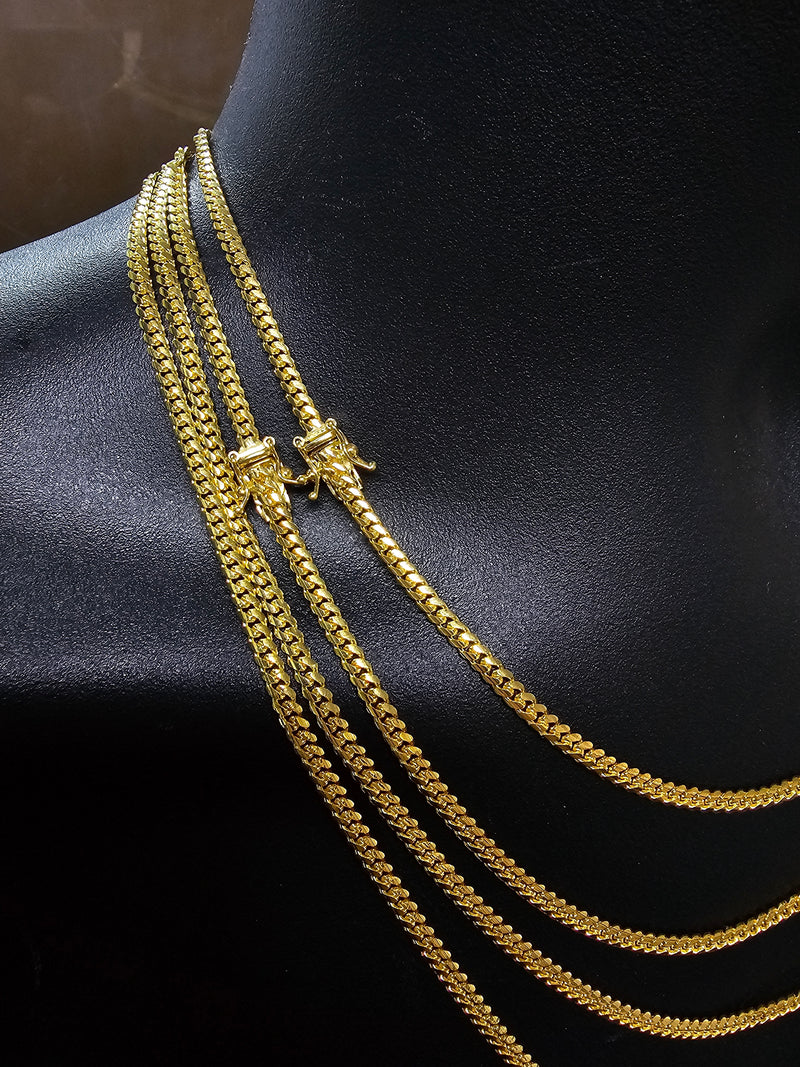 18k 3mm Solid miami Cuban Link Solid box Lock - Main Image