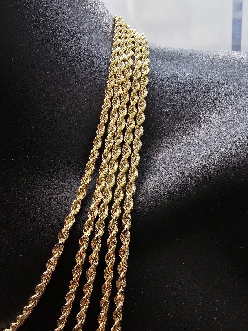 3mm 10k Rope Chain Solid/full diamond cut