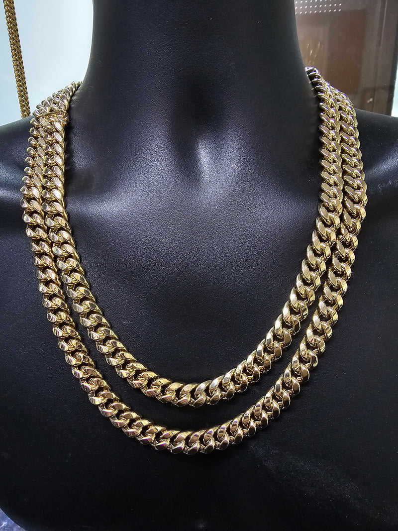 10k 12mm Miami Cuban Link Yellow Gold Box Lock