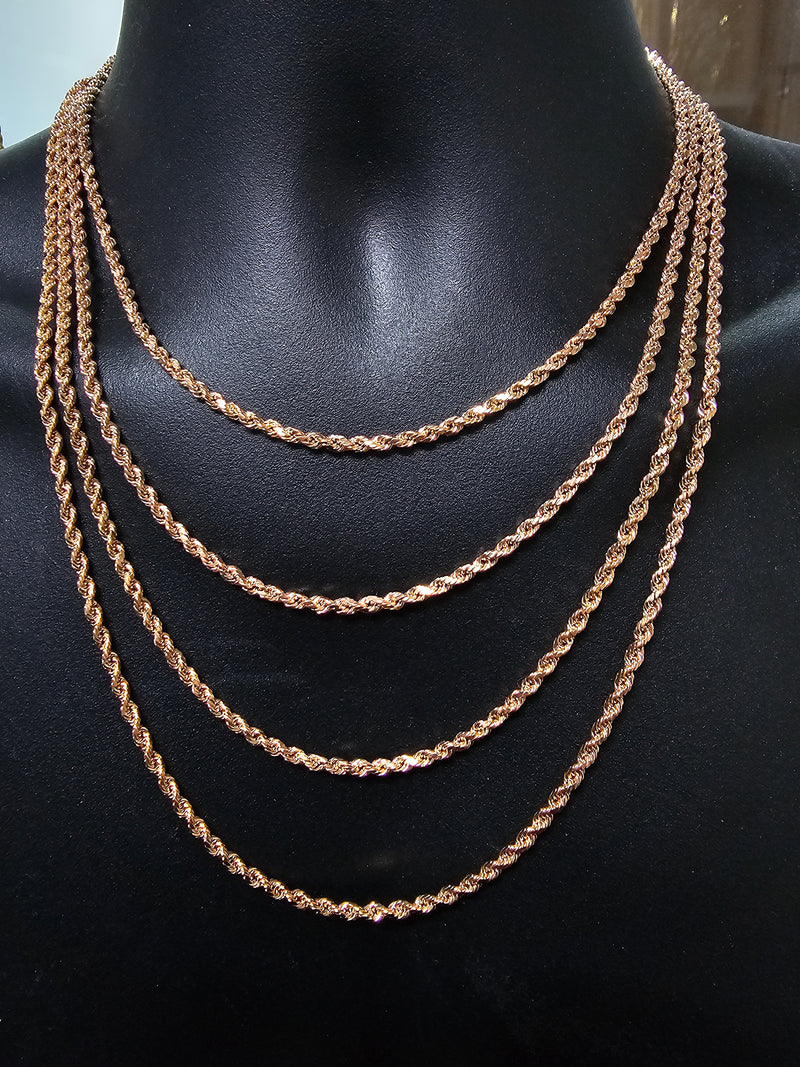 3MM 10K Diamond Cut Rope Chain Rose Gold - Main Image