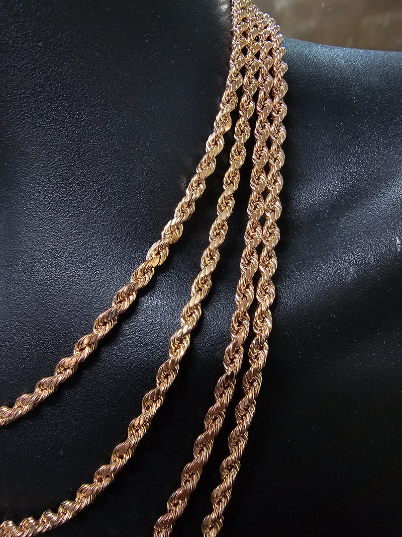 4MM 10K Diamond Cut Rope Chain Rose Gold