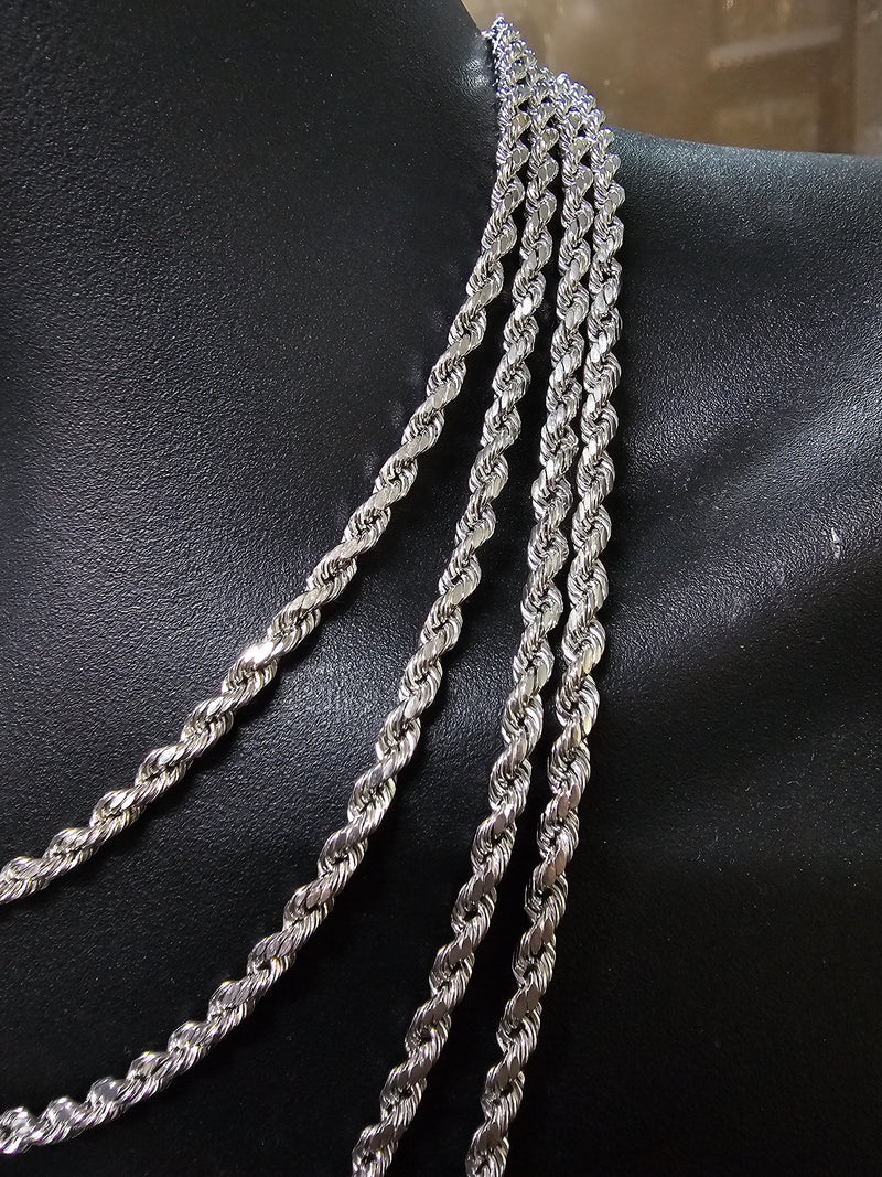 4MM 10K Diamond Cut Rope Chain White Gold