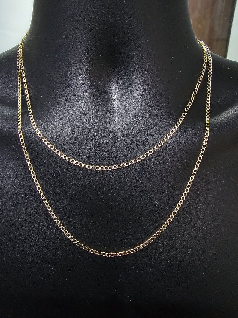 2.5mm Curb Chain Coupe Diamond Cut 10 Karat Gold Solid/Full