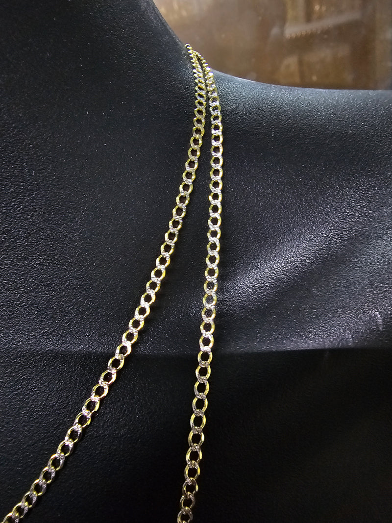 2.5mm Curb Chain Coupe Diamond Cut 10 Karat Gold Solid/Full