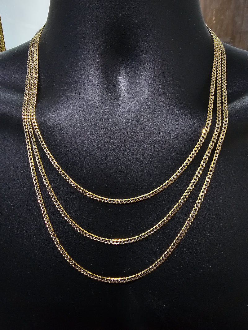 3mm Curb Chain Coupe Diamond Cut 10 Karat Gold Solid/Full