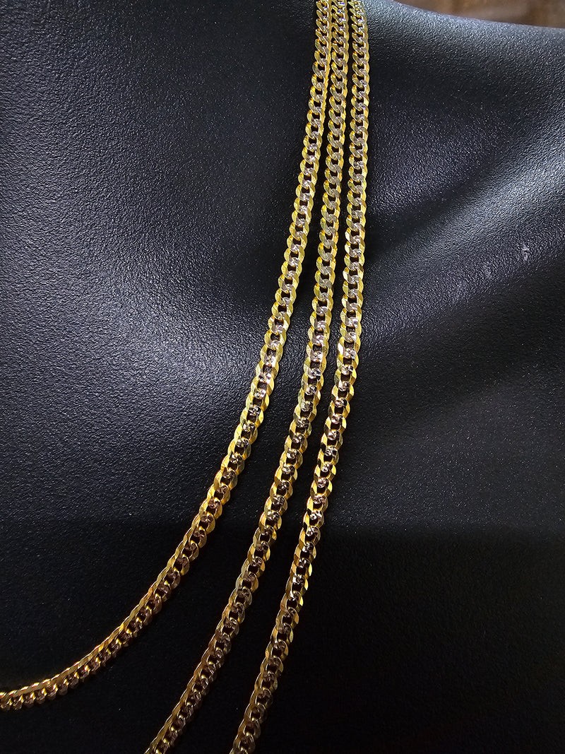 3mm Curb Chain Coupe Diamond Cut 10 Karat Gold Solid/Full