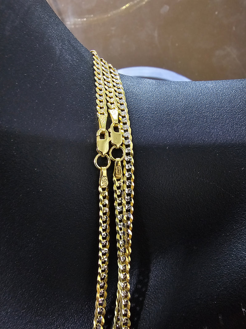 3mm Curb Chain Coupe Diamond Cut 10 Karat Gold Solid/Full