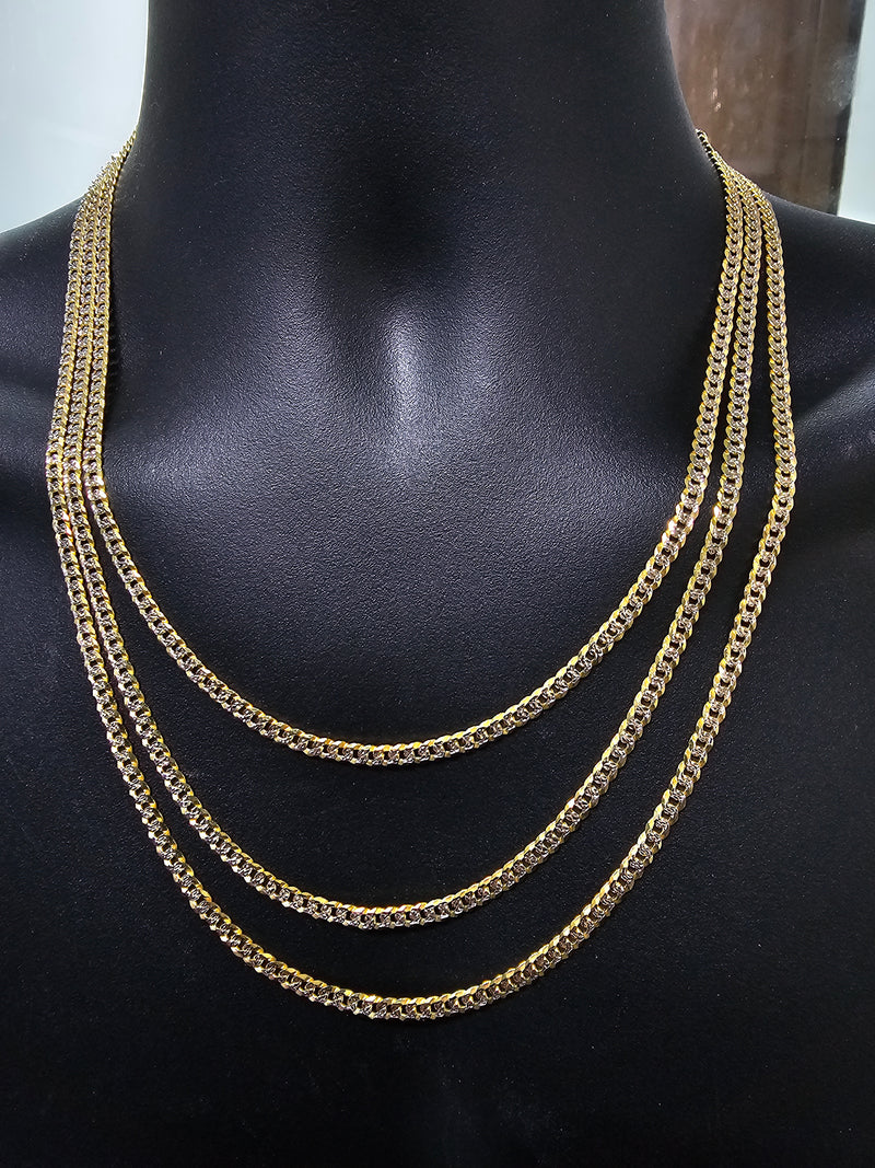 4mm Curb Chain Coupe Diamond Cut 10 Karat Gold Solid/Full