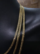4mm Curb Chain Coupe Diamond Cut 10 Karat Gold Solid/Full