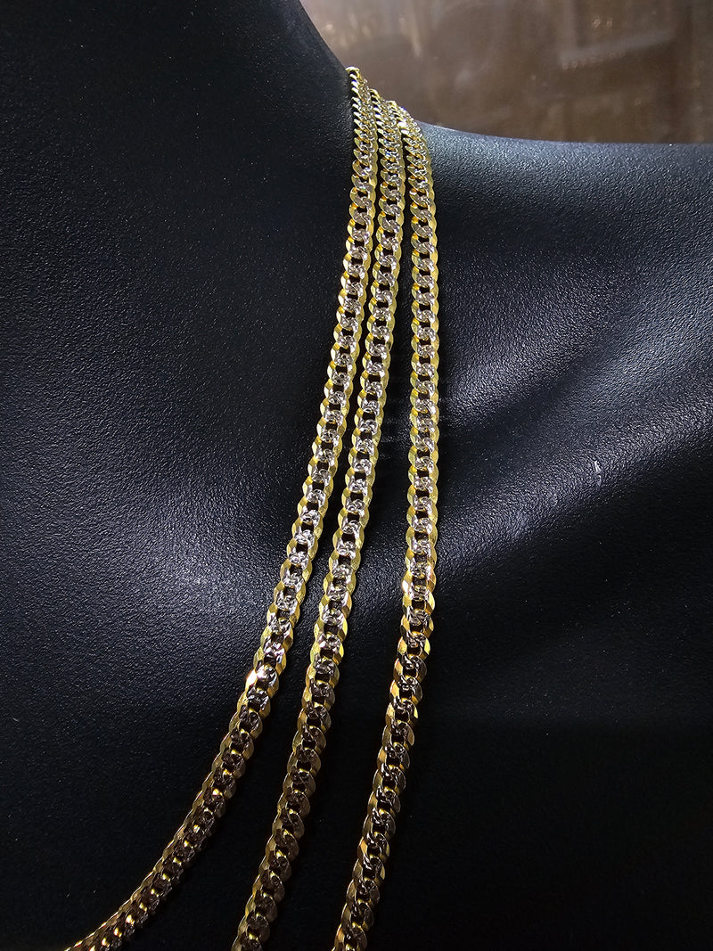 4mm Curb Chain Coupe Diamond Cut 10 Karat Gold Solid/Full