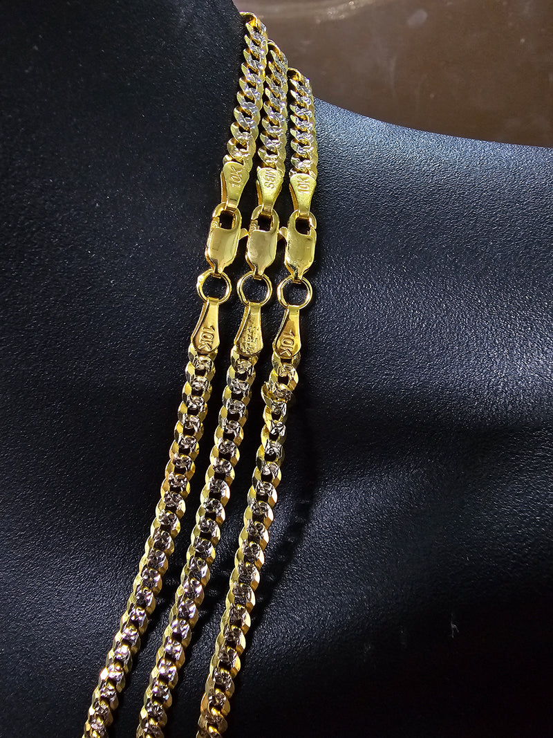 4mm Curb Chain Coupe Diamond Cut 10 Karat Gold Solid/Full