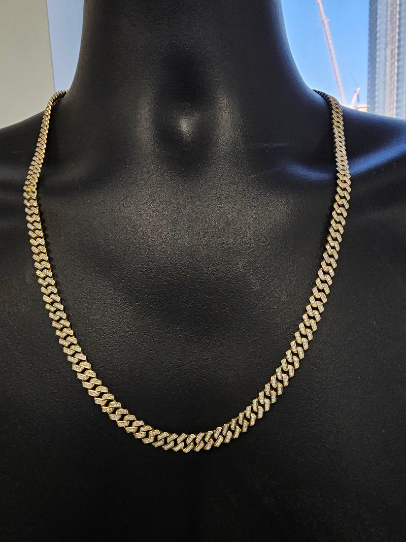 10k 7mm Monaco chain solid/full 5.00ct Diamonds si