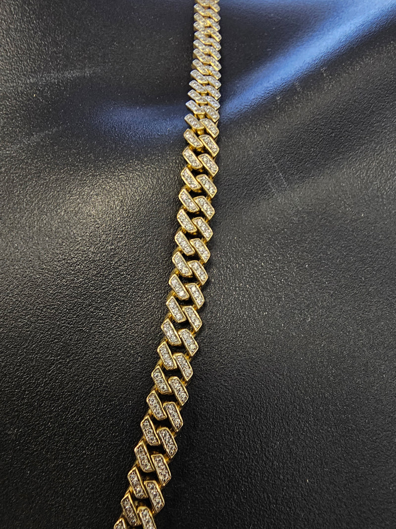 10k 7mm Monaco chain solid/full 5.00ct Diamonds si