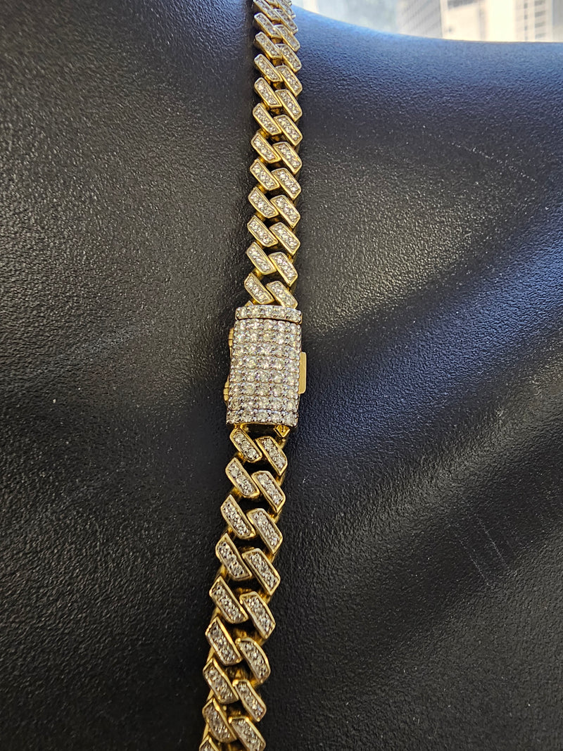 10k 7mm Monaco chain solid/full 5.00ct Diamonds si