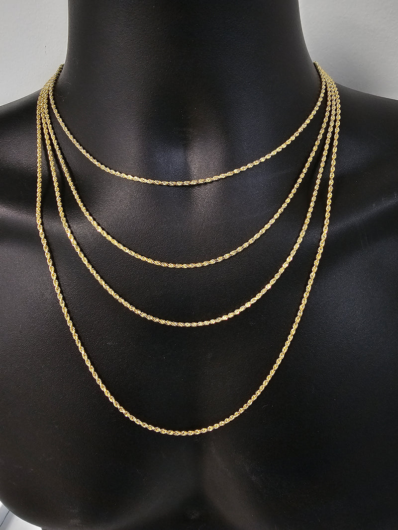 2mm 10k Rope chain diamond cut Solid/Full