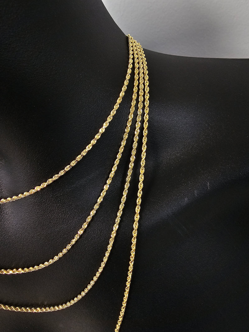 2mm 10k Rope chain diamond cut Solid/Full