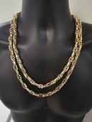 8mm bullet chain meduse 10k or jaune et blanc 2 tonnes