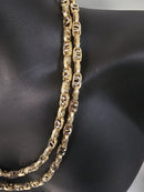 8mm bullet chain meduse 10k or jaune et blanc 2 tonnes