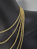 10k 2.5mm Rope Chain Solid/full diamond cut