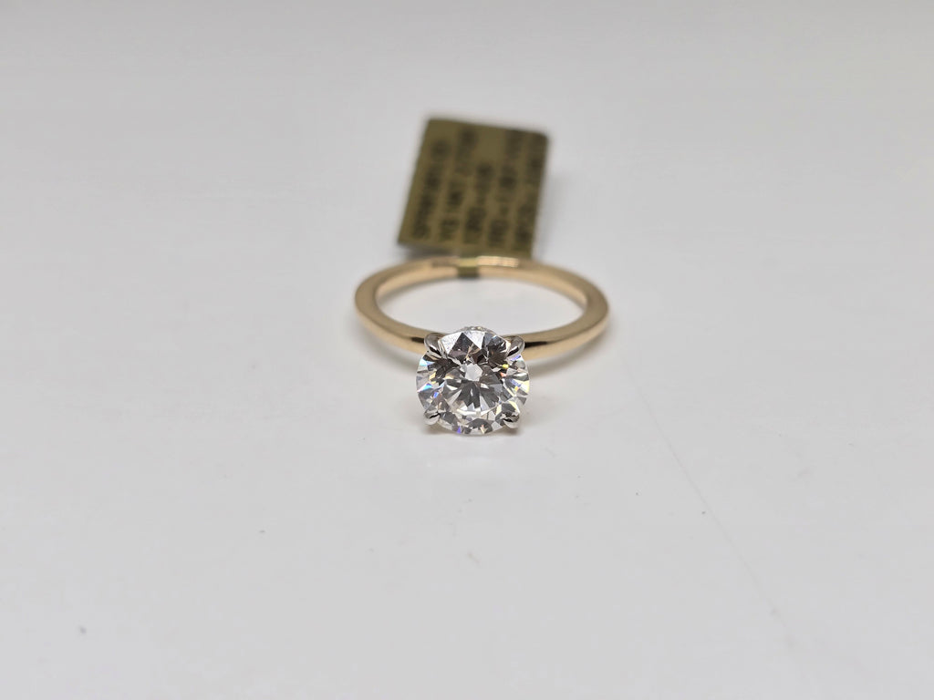 Gracieuse bague de fiançailles en or jaune 14K avec diamant de laboratoire de forme ronde 2.04 CT