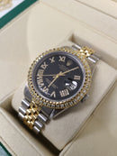 rolex datejust 36mm 2.00ct diamonds romain dial black