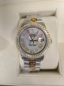 rolex datejust 36mm 2.00ct diamonds romain dial White