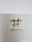 10K 0.20ct cross earings