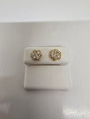 10k 0.97ct Flower Diamond Stud Screw Back Earing