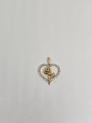 10k heart flower rose 0.25ct diamonds